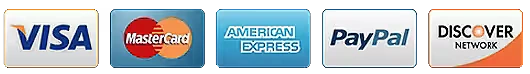 Visa, Mastercard, American Express, PayPal and Discover accepted at checkout